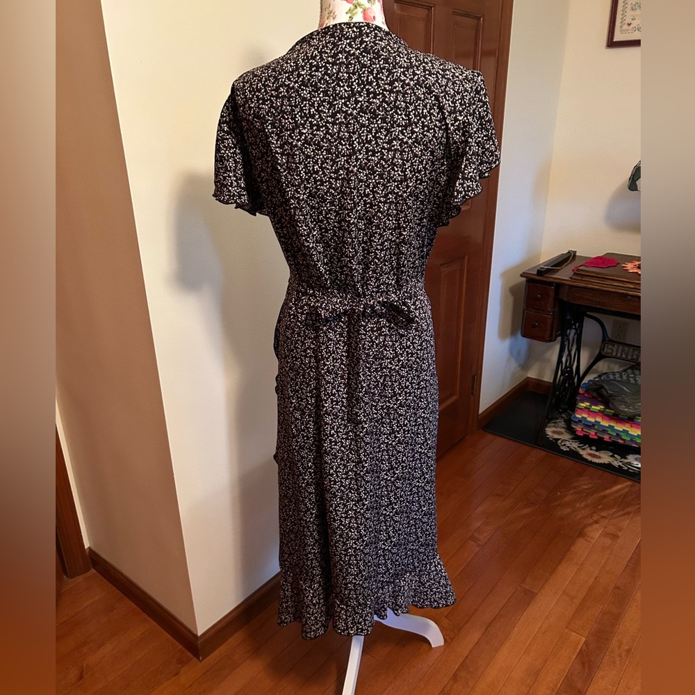 Floral Black Wrap Dress - Picture 2 of 3
